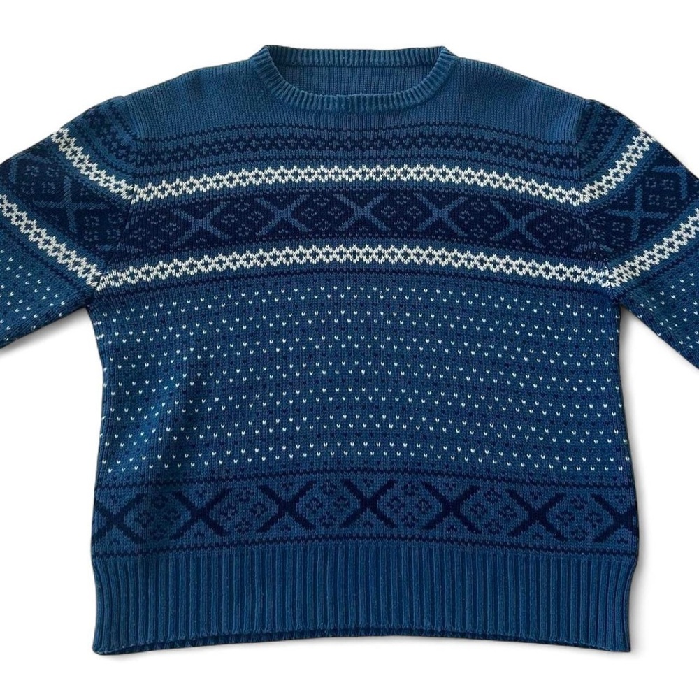 Men's Blue Patterned Grandpa Sweater